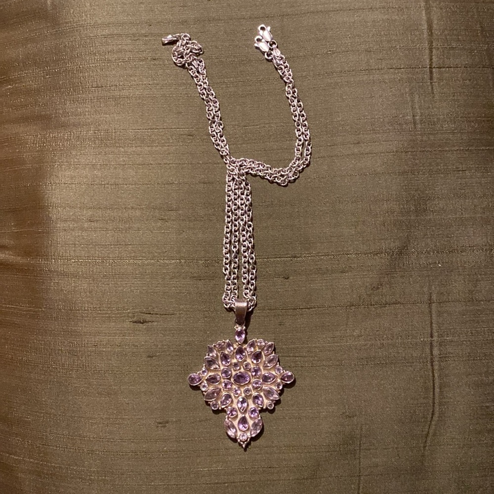Amethyst Spinal Statement Pendant Sterling Silver - Picture 8 of 15